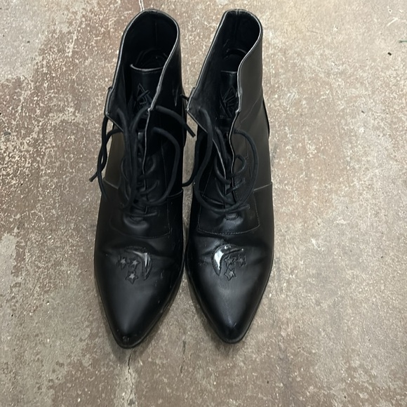Yru aura whimsigoth whimsical witchy goth celestial lunar Black Ankle Booties - Picture 3 of 8
